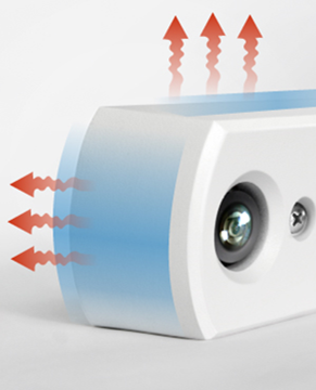 Heat dissipating through the aluminium housing of the AI 3D APC automated passenger counter